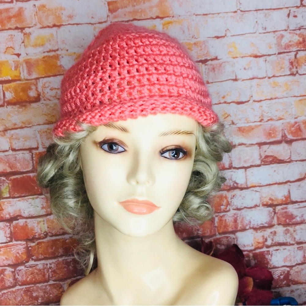 Handmade Coral Chunky Crochet Winter Beanie Hat